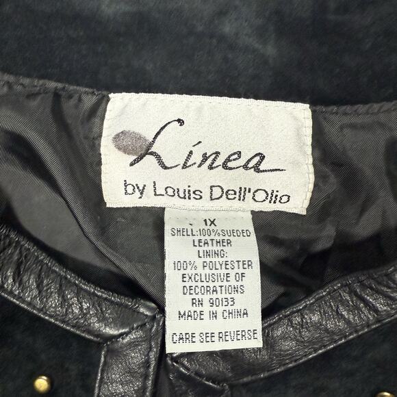 VTG Linea By Louis Dell'Olio Black Suede Leather Studded Western Jacket Size 1X - Picture 4 of 8